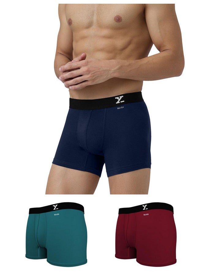 XYXX XYXX Men's Cotton Trunks (Pack of 3) (XYTRNK3PCKN545XXL_Dark Maroon + Legion Blue + Black Iris_2XL)  - Image 1