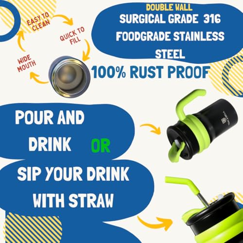 TOM  BELL TOM & BELL 500ml Kids Insulated Travel Tumbler,316 Stainless Steel, Double-Wall Vacuum,2-Way Drinking with Silicone Lid, Rubber Base,Stainless Steel Straw,3D Stickers. (Rose, 500ml) - Image 5
