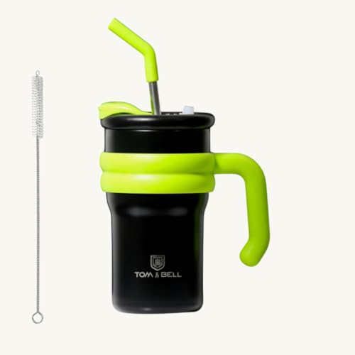 TOM  BELL TOM & BELL 500ml Kids Insulated Travel Tumbler,316 Stainless Steel, Double-Wall Vacuum,2-Way Drinking with Silicone Lid, Rubber Base,Stainless Steel Straw,3D Stickers. (Rose, 500ml) - Image 1