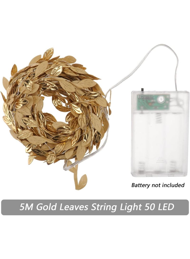 Gold Leaves String Light,5M 50 LED Maple Leaves Fairy Light,Warm White Leaf Garland String Light for Thanksgiving Christmas Decor,Artificial Plant Vine Light for Indoor Outdoor Home Garden Decor - Image 3