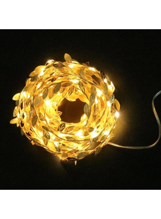 Gold Leaves String Light,5M 50 LED Maple Leaves Fairy Light,Warm White Leaf Garland String Light for Thanksgiving Christmas Decor,Artificial Plant Vine Light for Indoor Outdoor Home Garden Decor - Image 5