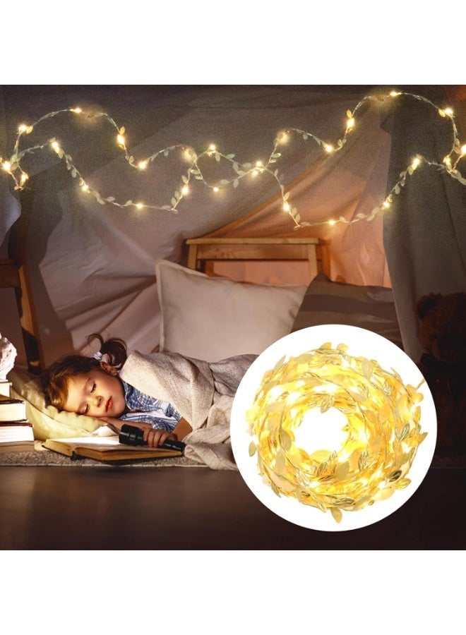 Gold Leaves String Light,5M 50 LED Maple Leaves Fairy Light,Warm White Leaf Garland String Light for Thanksgiving Christmas Decor,Artificial Plant Vine Light for Indoor Outdoor Home Garden Decor - Image 4