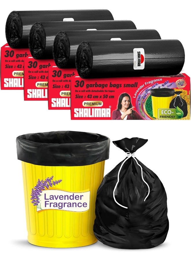 Shalimar Premium OXO Biodegradable Garbage Bag with Tie, 120 Bags, 43x50 cm, Black, Heavy Duty Leak Proof Lavender Scented Trash Bags for Home and Office Use - Image 1
