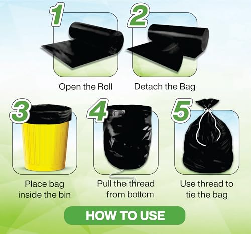 Shalimar Premium OXO Biodegradable Garbage Bag with Tie, 120 Bags, 43x50 cm, Black, Heavy Duty Leak Proof Lavender Scented Trash Bags for Home and Office Use - Image 5