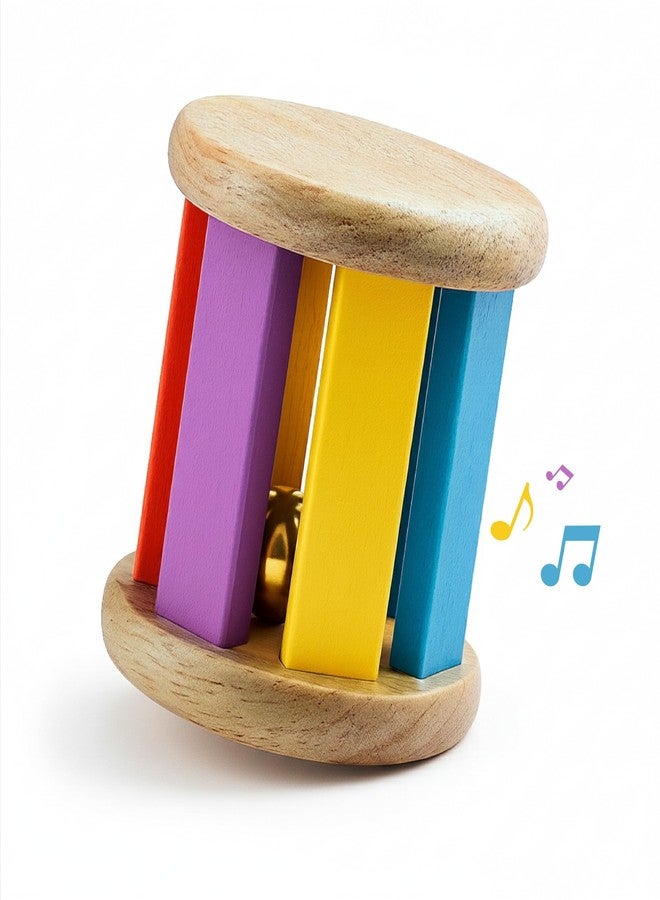 Babbles Wooden Rolling Rattle for Babies 0-6 Months, 6-12 Months, Baby Rattle Toys for Sensory Play, Crawling Toy, Gift for New Born Baby Boy Girl (Rolling Rattle) - Image 3