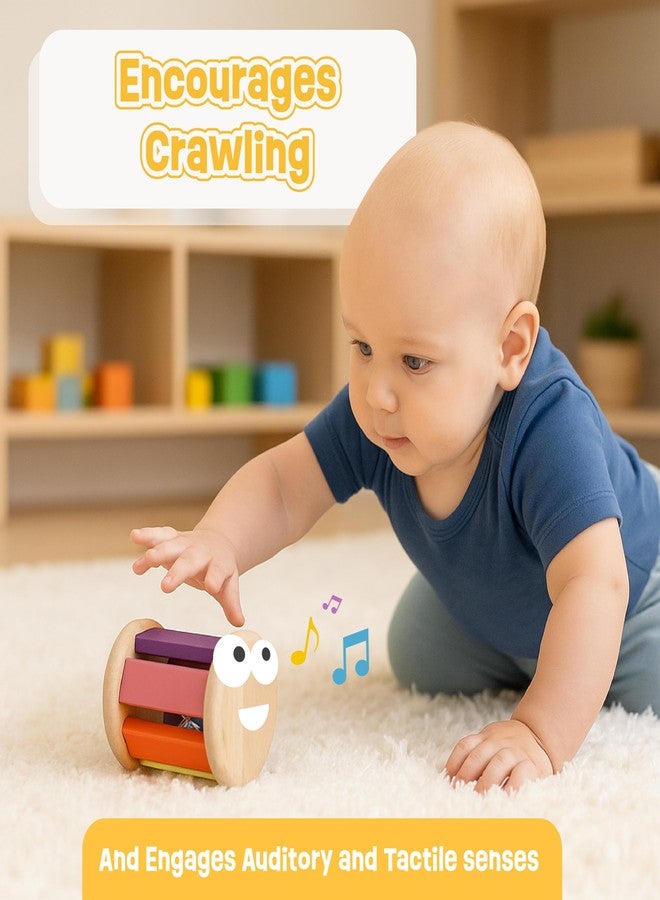 Babbles Wooden Rolling Rattle for Babies 0-6 Months, 6-12 Months, Baby Rattle Toys for Sensory Play, Crawling Toy, Gift for New Born Baby Boy Girl (Rolling Rattle) - Image 2