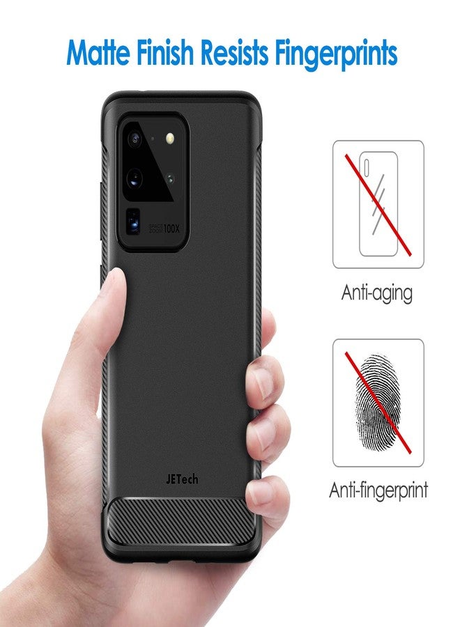 جي تيك جراب JETech Slim Fit لهاتف Samsung Galaxy S20 Ultra 5G (2020)، غطاء هاتف رفيع مع امتصاص للصدمات وتصميم من ألياف الكربون (أسود) - Image 4
