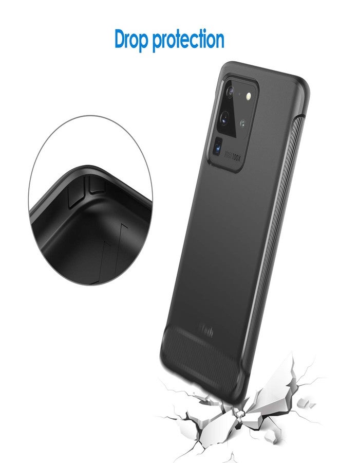 جي تيك جراب JETech Slim Fit لهاتف Samsung Galaxy S20 Ultra 5G (2020)، غطاء هاتف رفيع مع امتصاص للصدمات وتصميم من ألياف الكربون (أسود) - Image 5