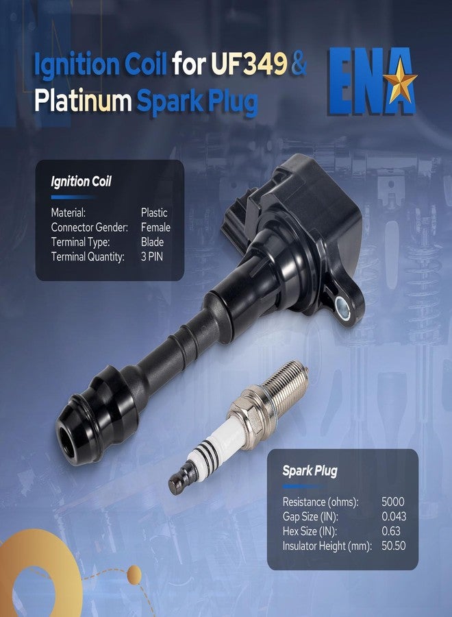 إي أن أه مجموعة من 6 ملفات إشعال وشمعات إشعال إيريديوم، سعة 3.5 لتر، 6 أسطوانات، متوافقة مع نيسان ألتيما، ماكسيما، باثفايندر، فرونتير، كويست، وإنفينيتي I35، G35، FX35، QX4 موديلات 2002-2008. بديل للرقم UF349. - Image 2