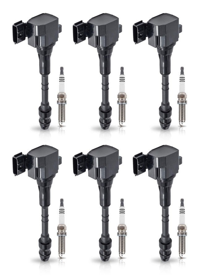 إي أن أه مجموعة من 6 ملفات إشعال وشمعات إشعال إيريديوم، سعة 3.5 لتر، 6 أسطوانات، متوافقة مع نيسان ألتيما، ماكسيما، باثفايندر، فرونتير، كويست، وإنفينيتي I35، G35، FX35، QX4 موديلات 2002-2008. بديل للرقم UF349. - Image 1