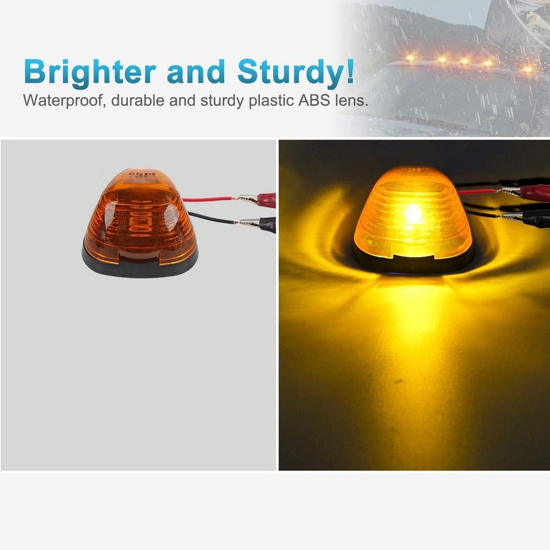 Partsam 5X Amber Cab Marker Roof Lights with 5X Amber T10 LED Lights Assembly for Ford Trucks - Image 4