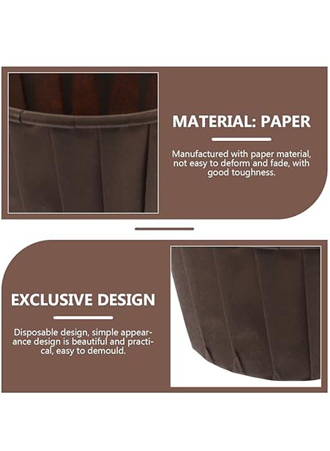 100 قطعة من أكواب الخبز القابلة للتصرف للكب كيك، مقاومة للحرارة العالية، مقاومة للزيت، ورق زبدة، أغلفة خبز الكب كيك، إكسسوارات الأعياد وزينة حفلات أعياد الميلاد، بني - Image 3