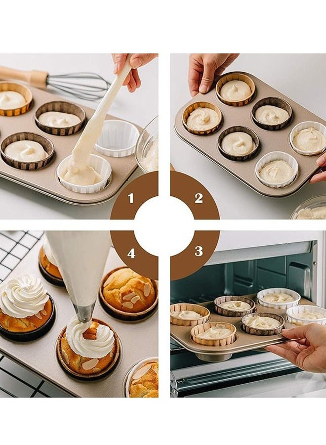 100 قطعة من أكواب الخبز القابلة للتصرف للكب كيك، مقاومة للحرارة العالية، مقاومة للزيت، ورق زبدة، أغلفة خبز الكب كيك، إكسسوارات الأعياد وزينة حفلات أعياد الميلاد، بني - Image 5