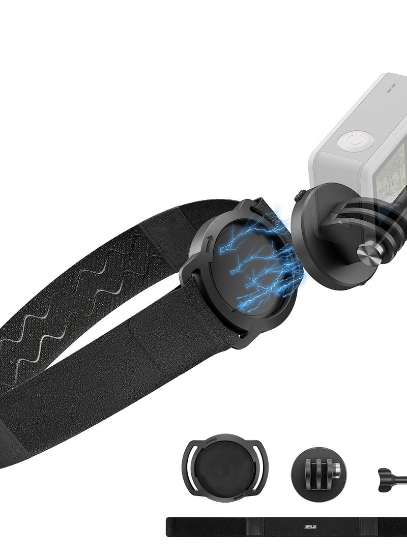 Excefore 3 Head Strap Holder Mount, VLOG/POV Accessories for DJI OSMO Action Camera, Insta360 X3/One R/RS, GoPro Hero Series (Headband Mount) - Image 1