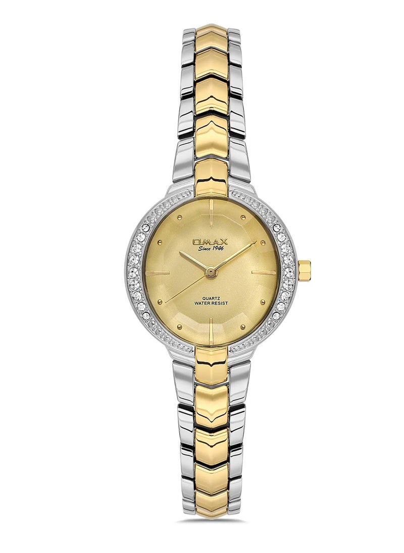 OMAX - Omax Women's Luxury Wrist Watch, Watches for Women, Stainless Watches, Luxury Steel Band, Gold Oval Dial, Waterproof Watch, 1 Year Warranty - Image 1