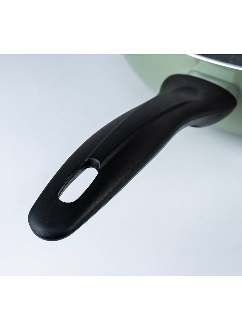 Wilson 26cm Aluminium Pressed Wok Pan, Non- Stick, Induction, Marble coated - Green - Image 4