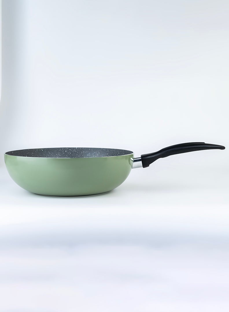 Wilson 26cm Aluminium Pressed Wok Pan, Non- Stick, Induction, Marble coated - Green - Image 2