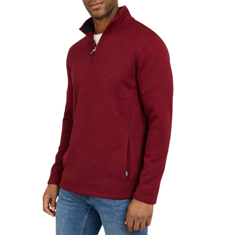 Chaps Men's Regular Fit Long Sleeve Midweight Quarter Zip Fleece Pullover Sweater, Deep Mahogany, XX-Large - Image 1