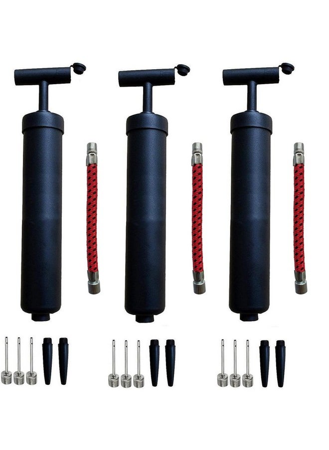 AppleRound - Ball Pump Kit, Hand Air Pump With Flexible Extension Hose, Needle Nose Nozzles And Tapered Nozzles For Basketball, Football, Volleyball, Ballon, Soccer And Other Sports Ball, Pack Of 3 - Image 1
