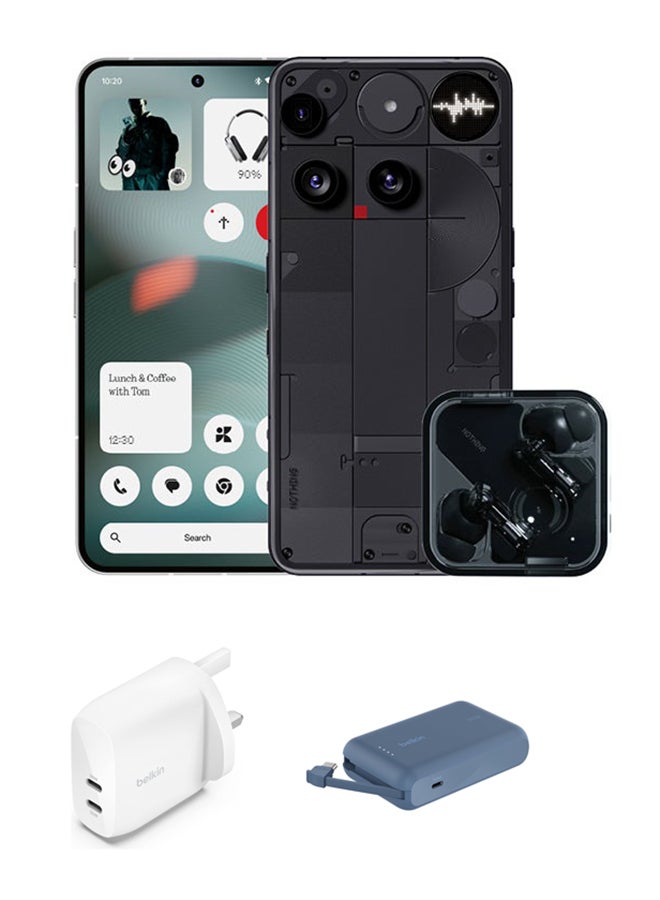 Nothing Phone 3 Dual SIM 5G Black 16GB RAM 512GB + Nothing Ear Buds + Belkin 60W Power Adapter + Belkin 10000 mAh Power Bank - Middle East Version - Image 1