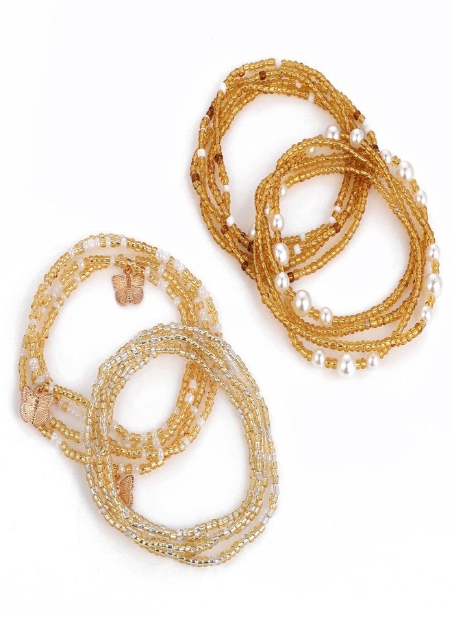 Yolev 4 Pieces Waist Beads for Women - African Belly Beads Elastic Body Beads Chains for Beach & Bikini - Image 1