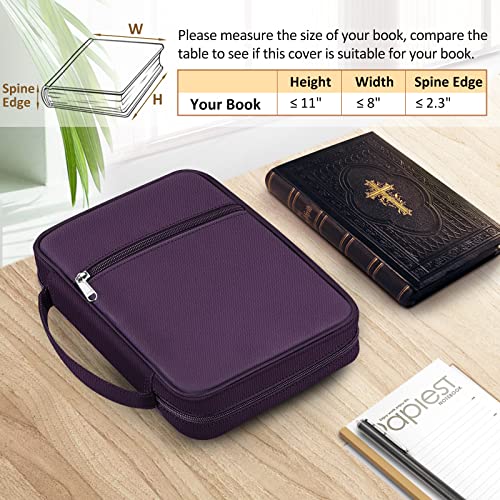 FINPAC Bible Cover, Carrying Book Case Church Bag Bible Protective with Handle and Zippered Pocket, Gift for Mother Lady Women Men, Maroon - Image 2