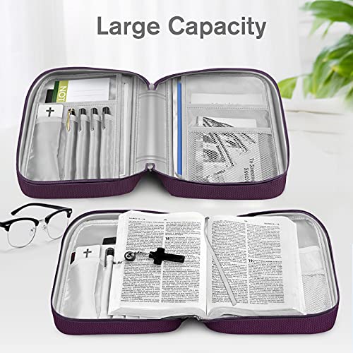 FINPAC Bible Cover, Carrying Book Case Church Bag Bible Protective with Handle and Zippered Pocket, Gift for Mother Lady Women Men, Maroon - Image 5