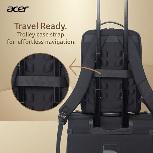 acer Professional Laptop Backpack 15.6" for Men, Women, Boys, Girls | Premium bags for Gift- Sleek PU Design, USB Charging, Secure Compartments - Black - Image 2