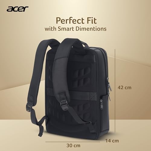 acer Professional Laptop Backpack 15.6" for Men, Women, Boys, Girls | Premium bags for Gift- Sleek PU Design, USB Charging, Secure Compartments - Black - Image 5