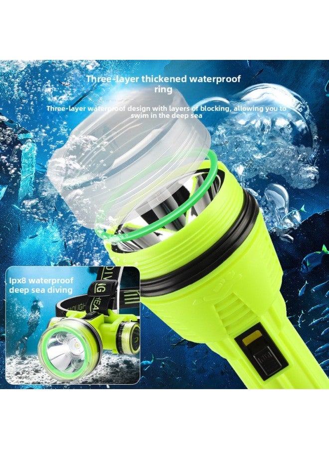 Strong Light Charging Diving Headlight Headlight Super Bright Waterproof Headlight Long-range Diving Flashlight Type-C-Color:Headlamp-Large  - Image 5