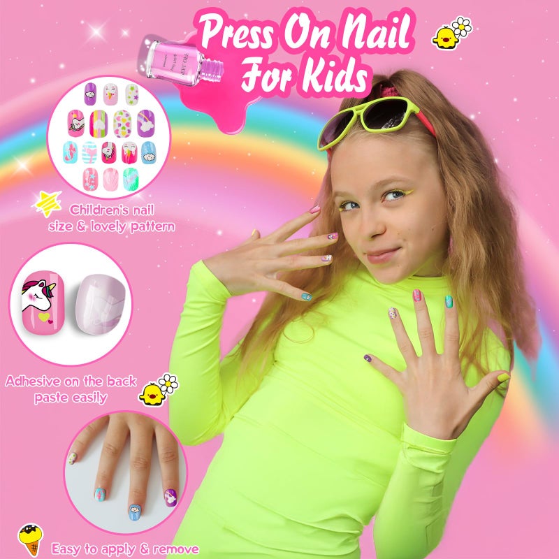 Amagoing Kids Nail Polish Set for Girls, Girls Nail Kit Ages 7-12 with Nail Dryer, Quick-Dry Nail Polish, Nail Art Pens, Cartoon Press on Nail, Makeup Bag, Spa Manicures Birthday Christmas Gift Toy - Image 5