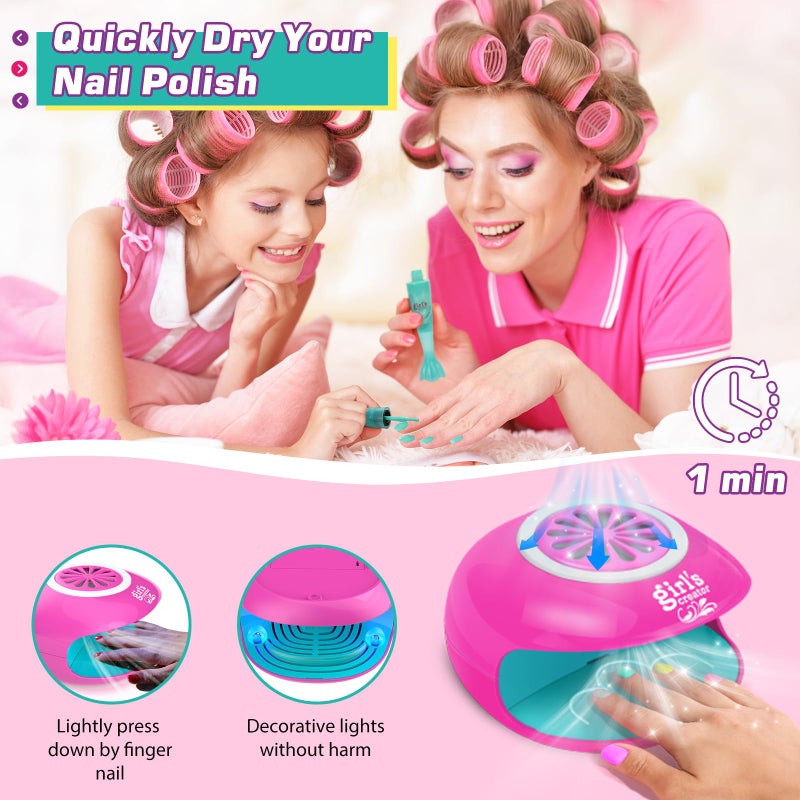Amagoing Kids Nail Polish Set for Girls, Girls Nail Kit Ages 7-12 with Nail Dryer, Quick-Dry Nail Polish, Nail Art Pens, Cartoon Press on Nail, Makeup Bag, Spa Manicures Birthday Christmas Gift Toy - Image 2