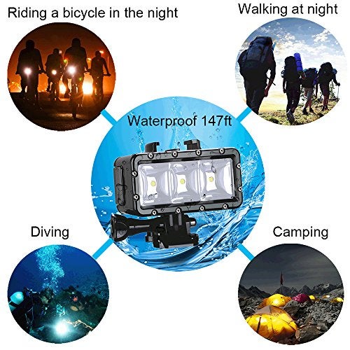 Suptig Underwater Light, Waterproof Light, Dimmable Waterproof (45m) LED Video Light for GoPro 13,11,10,9,8,7,6,5,4,3, DJI Action, Insta 360 Action Cameras - Image 5