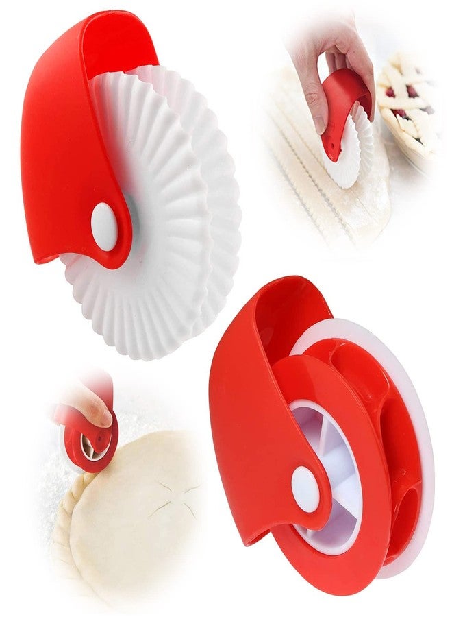Ginfonr 2 Pack Pastry Cutting Wheel, Pastry Wheel Decorator Pie Crust Pastry Wheel and Cutter for Cutting Pastry, Rolled Pastry Pie Crimper, Baking & Cooking Tool for Apple Pie Crust or Ravioli Pasta - Image 1