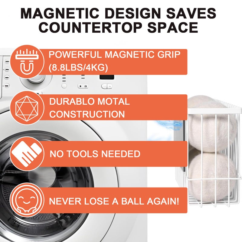 Fnaumdol Magnetic Dryer Ball Holder for Laundry Room Organization and Storage,Magnetic Lint Bin for Laundry Room, - Image 2