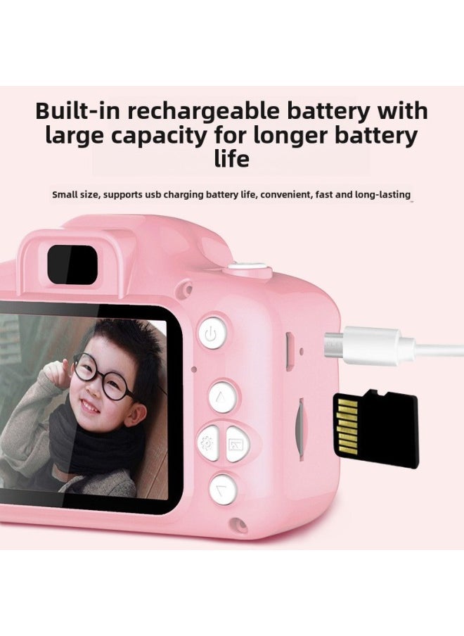Generic Children's Digital Camera Campus Mini HD Portable Small Student Party Portable Card Machine Gift For Boys And Girls-Body Color:Ex2 Blue Cat  - Image 3