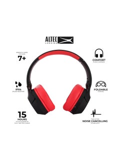 Altec Lansing Kid Safe Noise Cancelling Wireless Headphones 30 Hours Play Time, 85dB Volume Limit, Foldable Design, Powerful Sound, Active Noise Cancellation, Splash resistant IPX4, Red  - Image 2