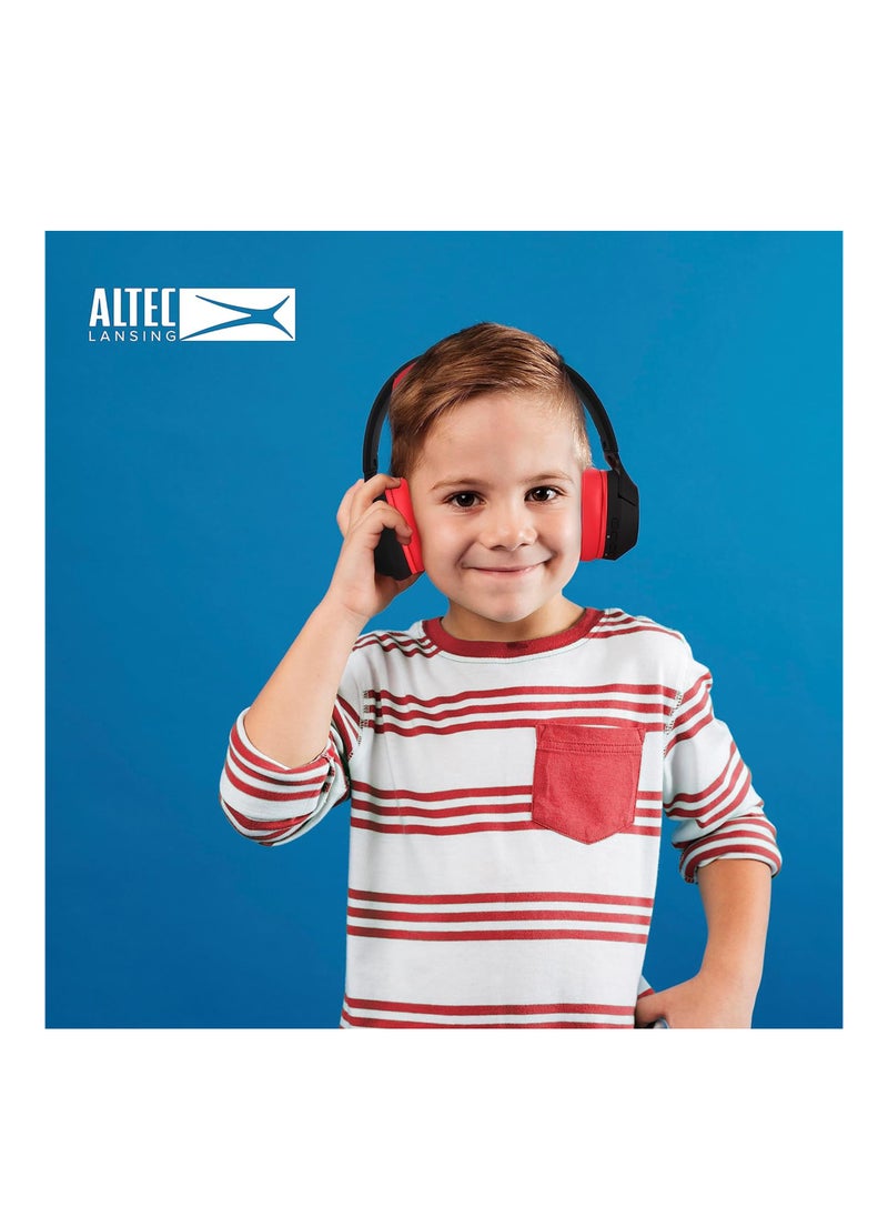 Altec Lansing Kid Safe Noise Cancelling Wireless Headphones 30 Hours Play Time, 85dB Volume Limit, Foldable Design, Powerful Sound, Active Noise Cancellation, Splash resistant IPX4, Red  - Image 4