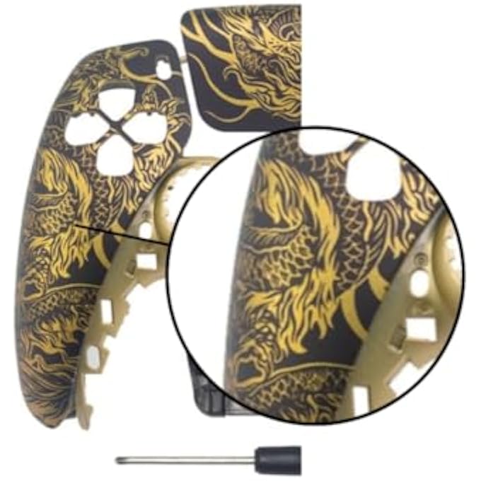 rayihni FACEPLATE HOUSING CUSTOM GOLD DRAGON FRONT BACK TOUCH PAD COVER WITH TOOLS FOR PS5 CONTROLLER SHELLS BDM-010 - Image 2
