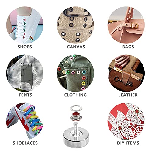 Hilitand 100 Sets Round Metal Eyelets Scrapbooking Card Hole Leather Craft Garment Accessory 4mm (Mixed Color) - Image 5