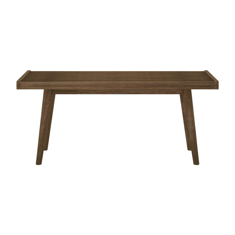 Plank+Beam Entryway Bench, Wooden End of Bed Bench for Bedroom, Mid-Century Modern Square Bench for Hallway, Living Room, Indoor, Porch, 41.25", Walnut - Image 4