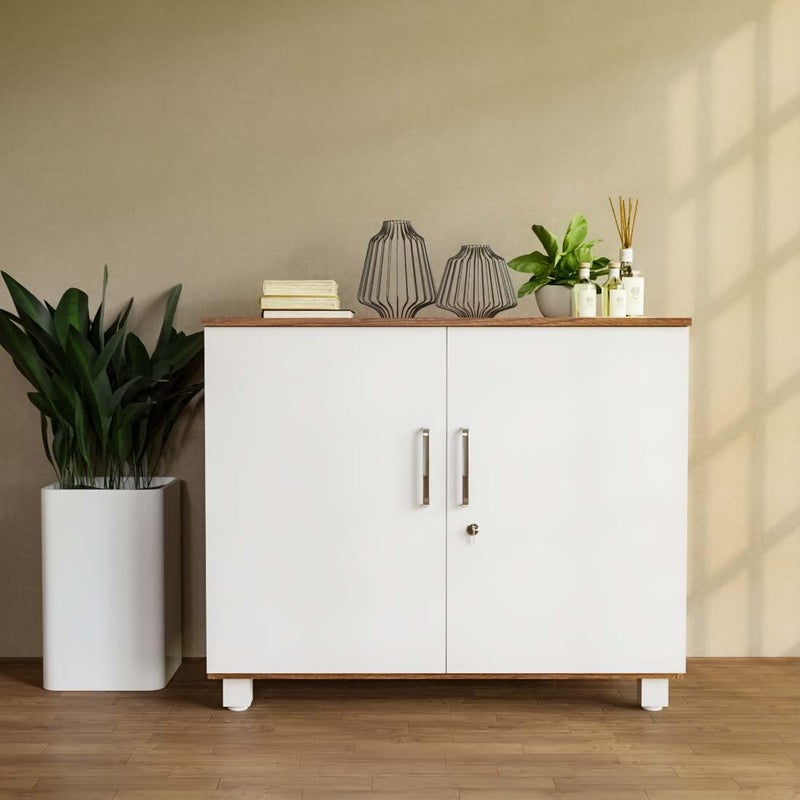 NEUDOT NEUDOT Ronald Filo 2 Door Multipurpose CabinetBookshelfOrganiserCupboardAlmariWardrobe for HomeKitchenOfficeLiving Room 1 Year Warranty Finish Color Leon Teak Knock Down  - Image 1