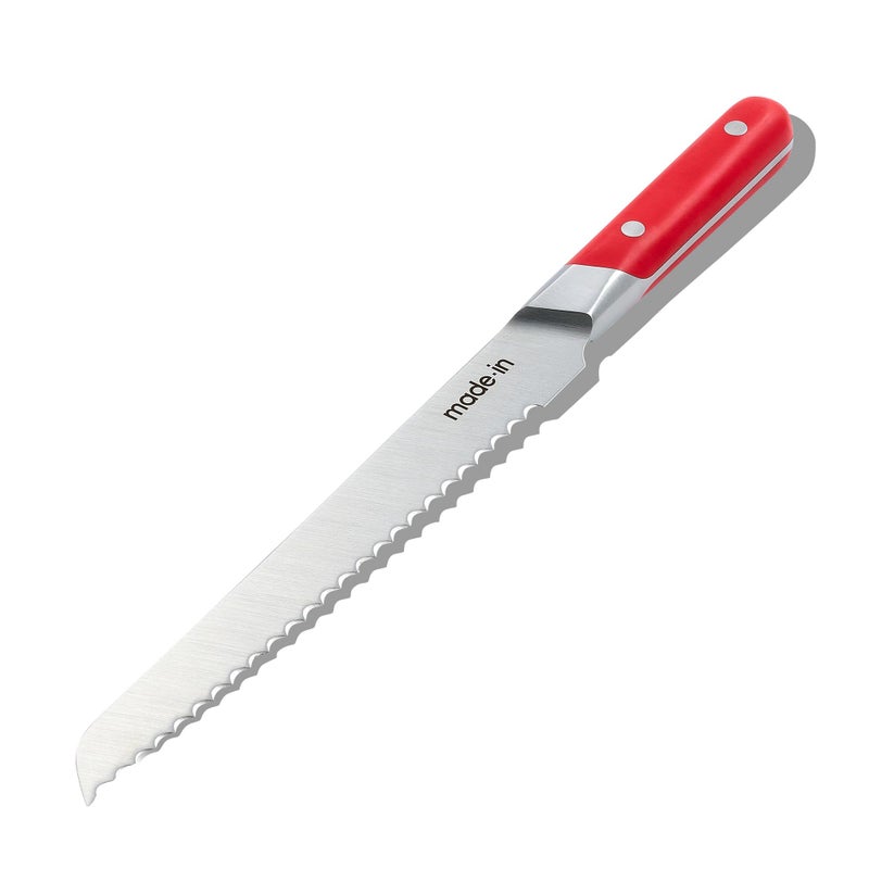 Made In Cookware  9 Inch Bread Knife  Crafted in France  Full Tang With Pomme Red Handle
