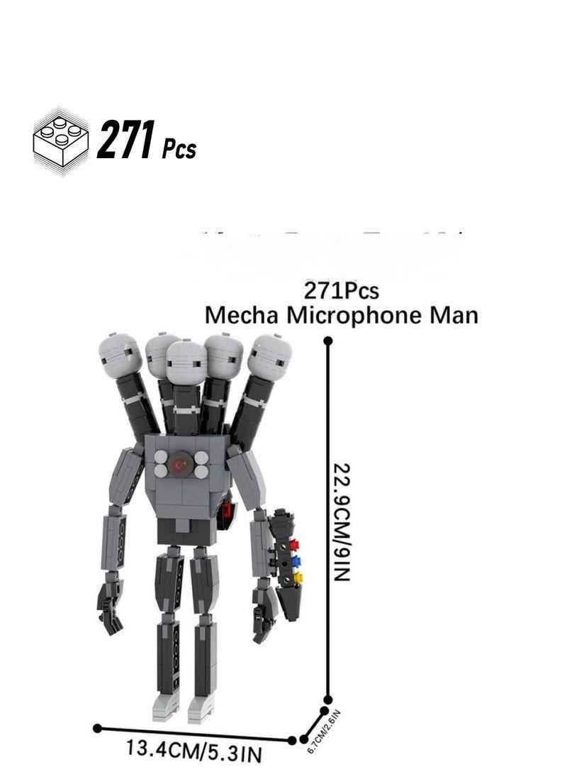 Skibidi Toilet Man Toy Building Blocks 271 Pcs Mecha Microphone Man Toy Ideas Toys Battle Horror Game Model Ideas Toys Gifts for Adult u0026 Kids 