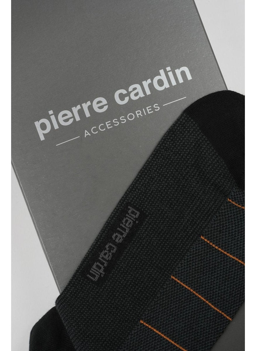 pierre cardin Modal 6-Pack Men's Two-Color Long Ankle Socks Code 258-PC Black-Orange  - Image 5
