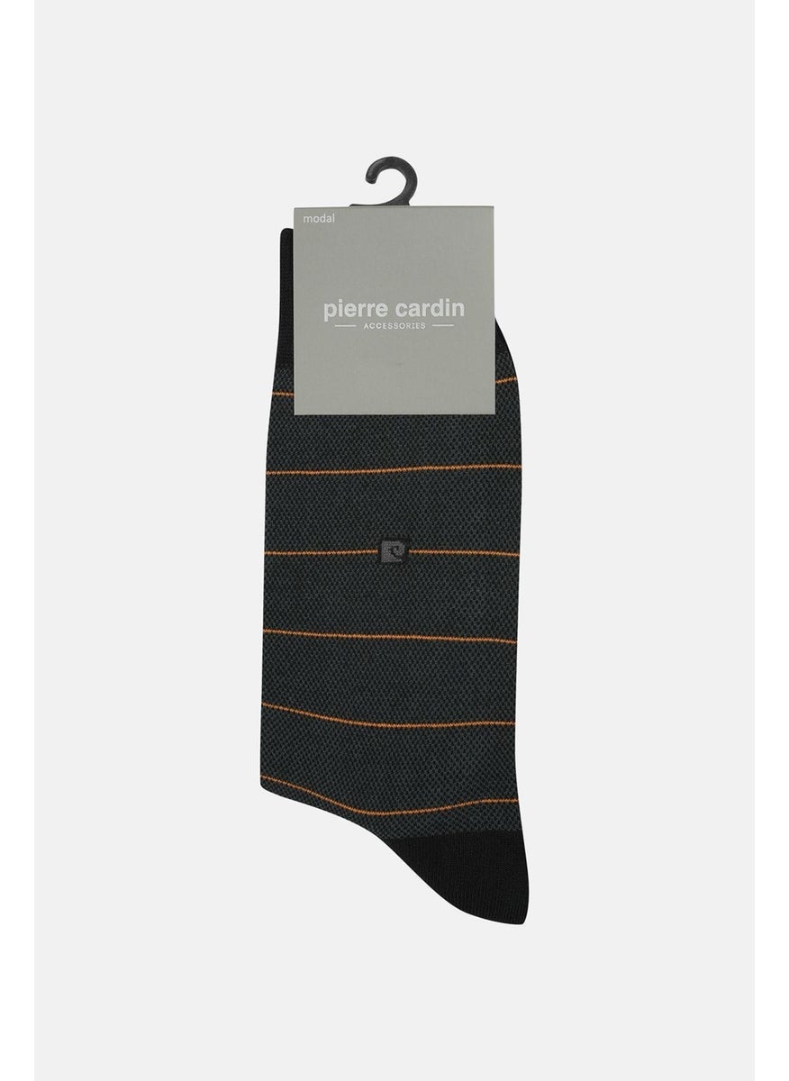 pierre cardin Modal 6-Pack Men's Two-Color Long Ankle Socks Code 258-PC Black-Orange  - Image 1