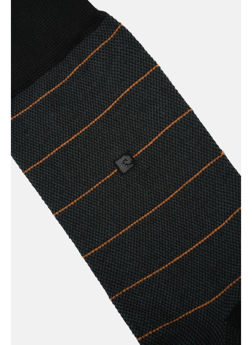 pierre cardin Modal 6-Pack Men's Two-Color Long Ankle Socks Code 258-PC Black-Orange  - Image 4