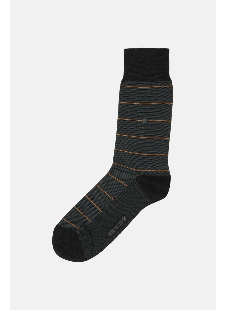 pierre cardin Modal 6-Pack Men's Two-Color Long Ankle Socks Code 258-PC Black-Orange  - Image 3