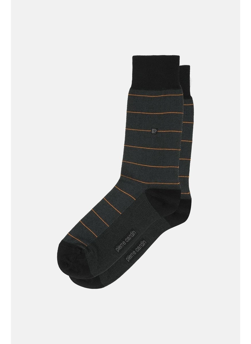 pierre cardin Modal 6-Pack Men's Two-Color Long Ankle Socks Code 258-PC Black-Orange  - Image 2