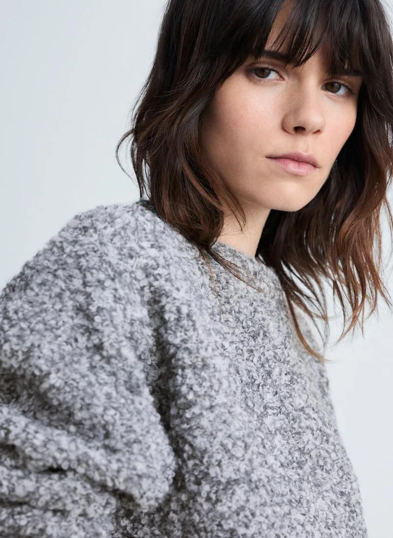 MANGO Round-Neck Boucle Sweater